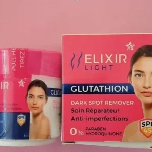 Crème de visage ELIXIR LIGHT glutathione soin réparateur anti-imperfections activateur d’éclat anti tache anti vergeture SPF 45