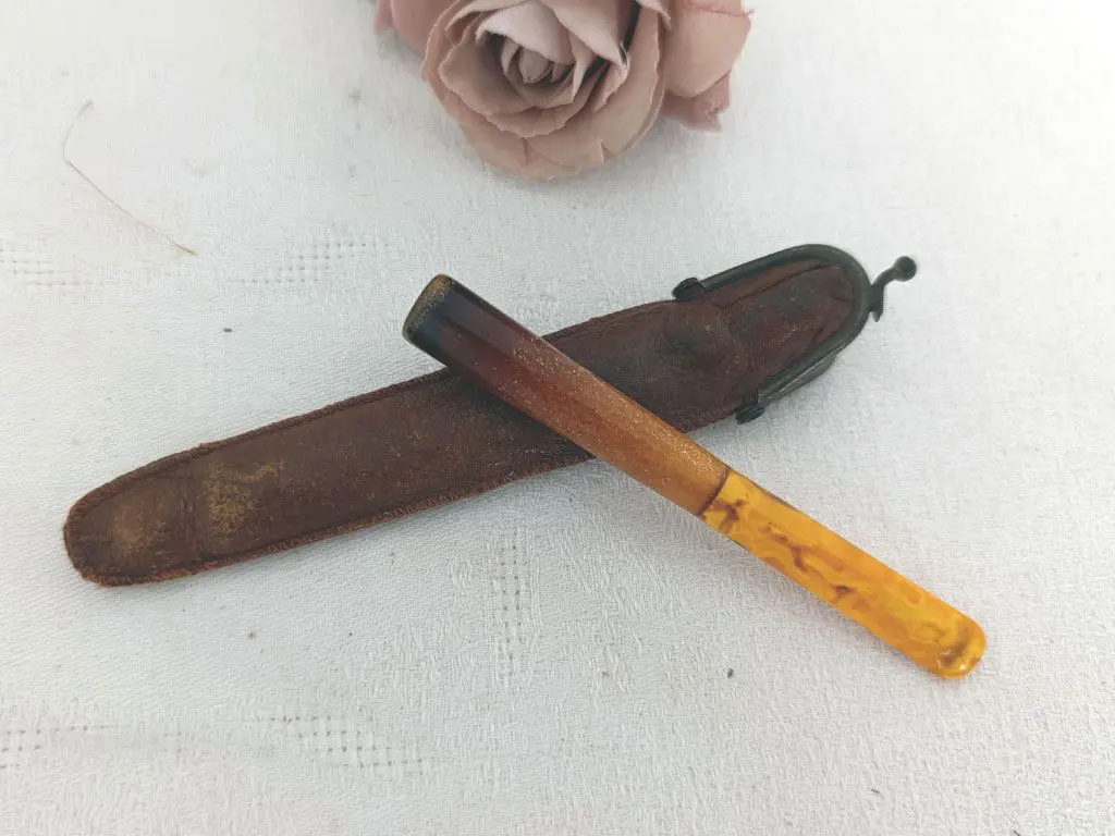 Porte-cigarette vintage bakélite avec étui cuir – Image 7