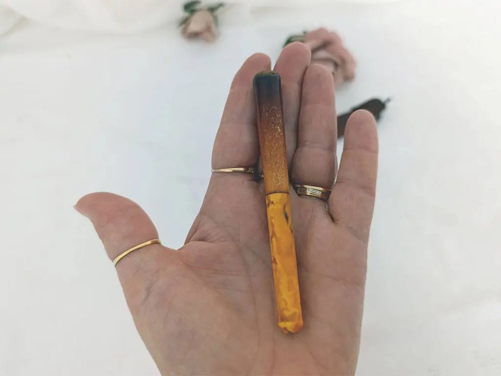 Porte-cigarette vintage bakélite avec étui cuir – Image 6