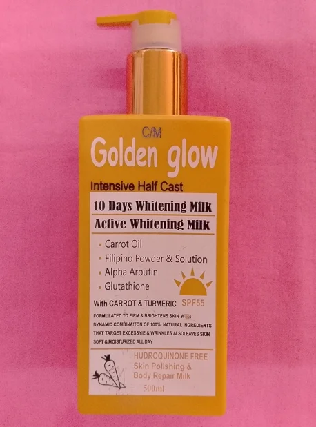 Lait éclaircissant réparateur pour le corps et l’exfoliation de la peau GOLDEN GLOW à la carotte et au curcuma