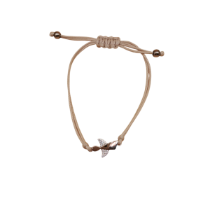 Bracelet en corde beige avec Ange en argent
