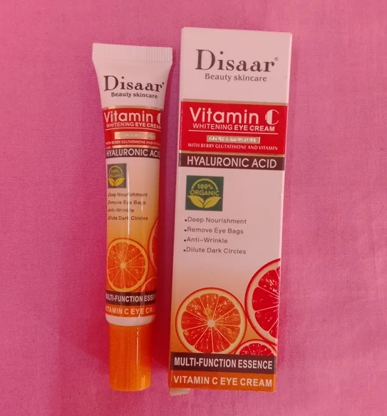 Crème contour des yeux blanchissante à la vitamine C DISAAR soins de beauté avec glutathione et acide hyaluronique